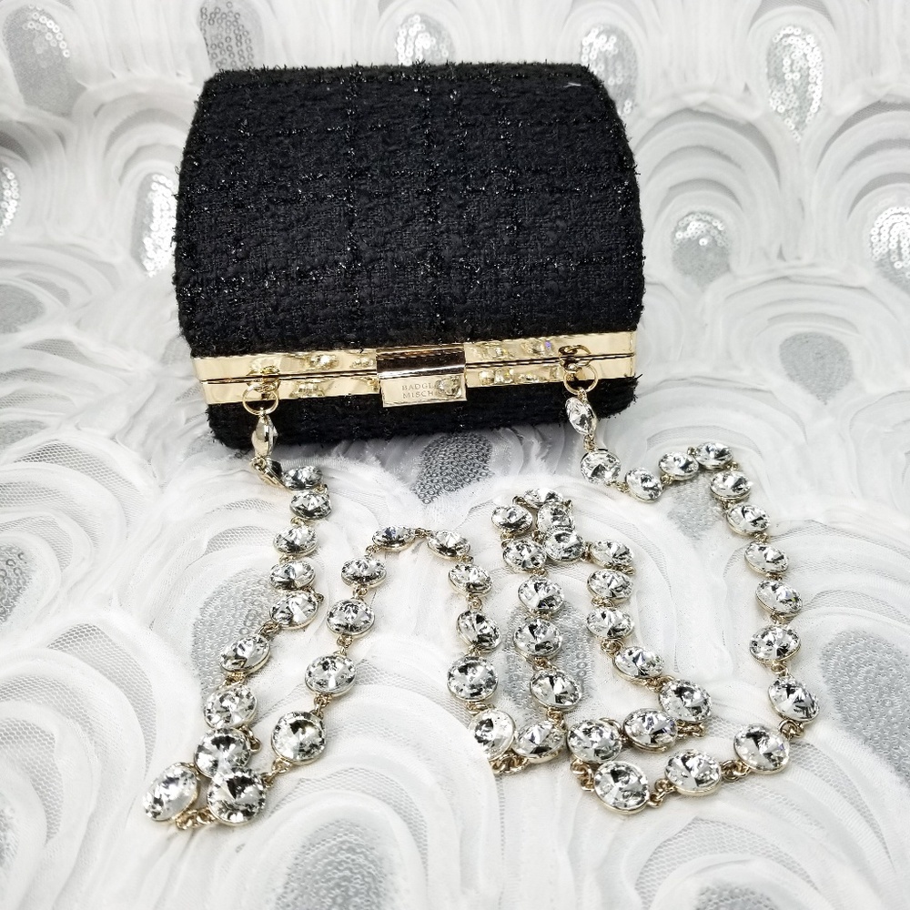 Badgley Mischka Dolce Tweed Small Shoulder Bag